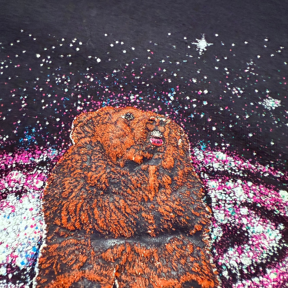 VTG Native American Shirt Men L Black Puff 3D MADE IN USA Fruit Loom Animals - Picture 6 of 12